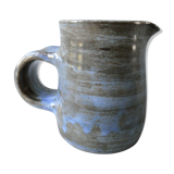 Pitcher in blue enamelled stoneware signed workshop Palegre, 70 years