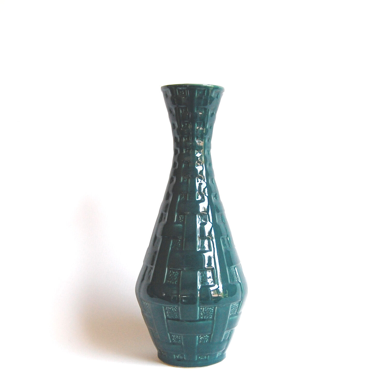 Vintage vase "Stripline" green celadon by Ernest d'Hossche for Keralux, 1958