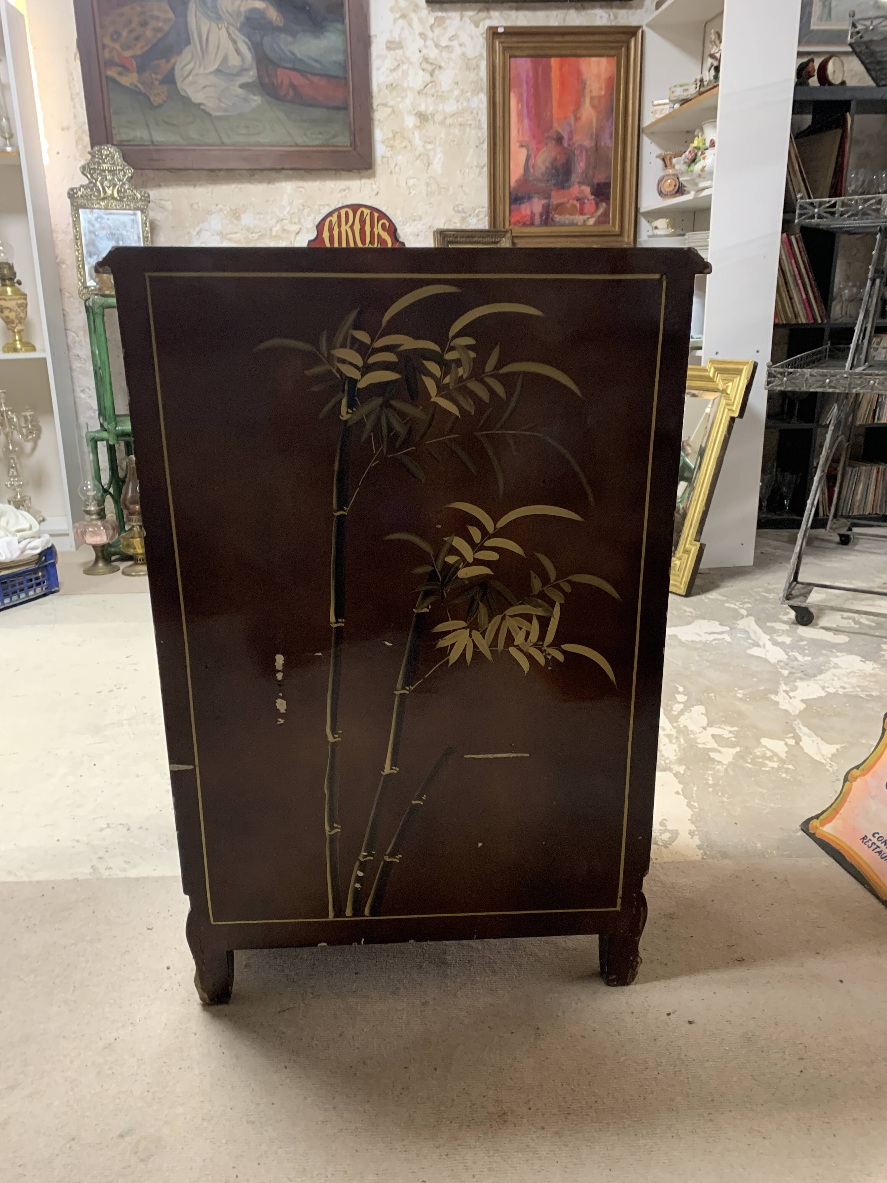 Chinese lacquered chest of drawers