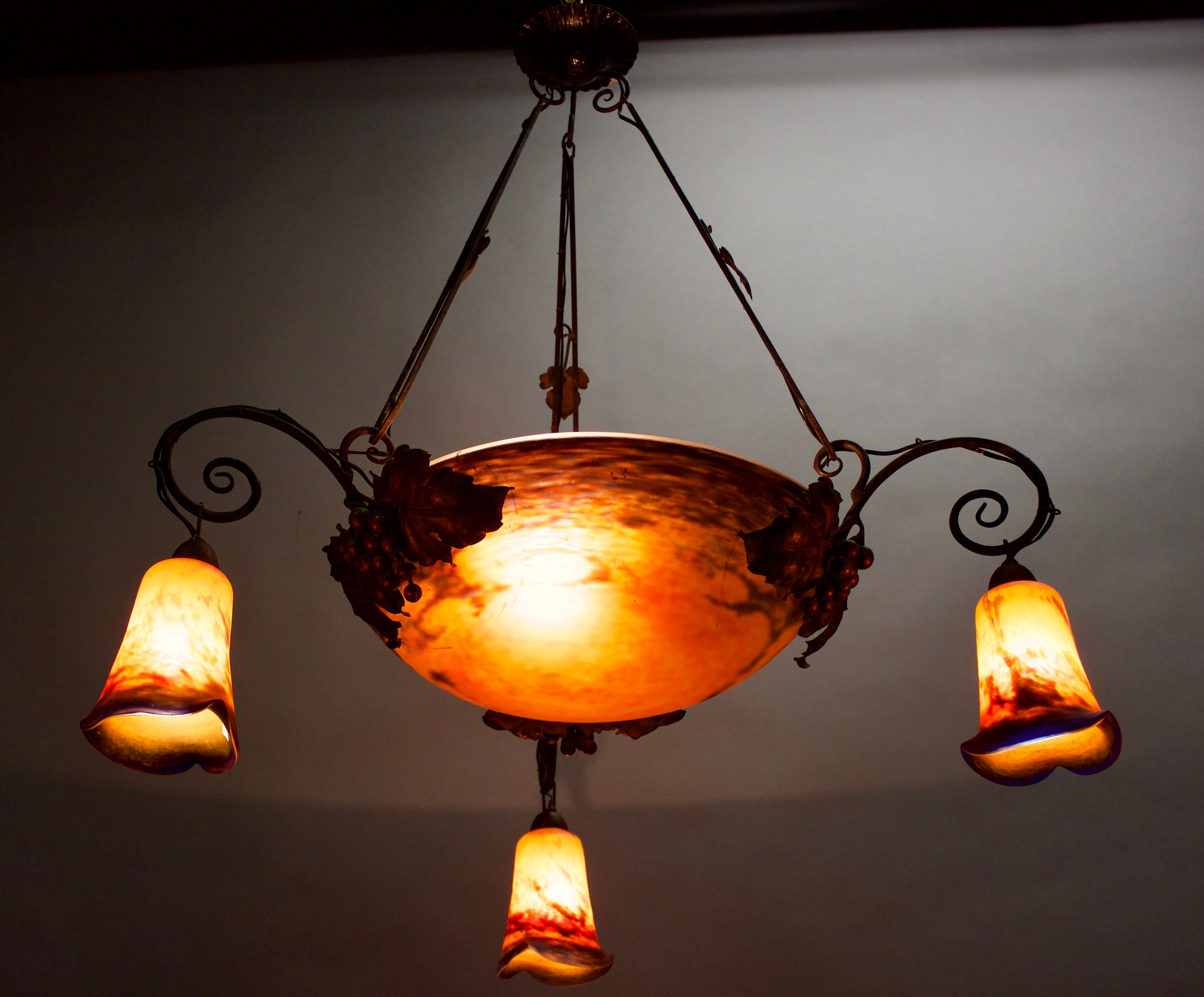 Art deco glass paste chandelier