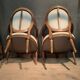Pair of Louis XV style medallion armchairs.