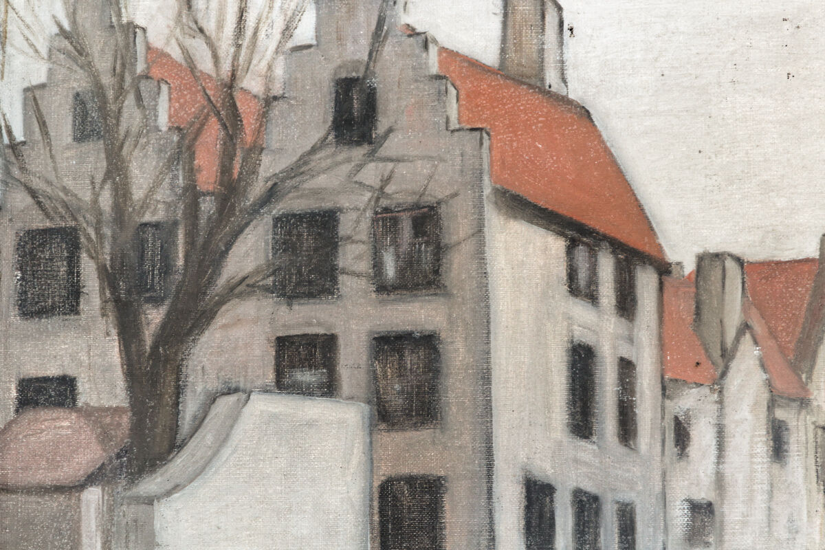 Oil on canvas, eastern village