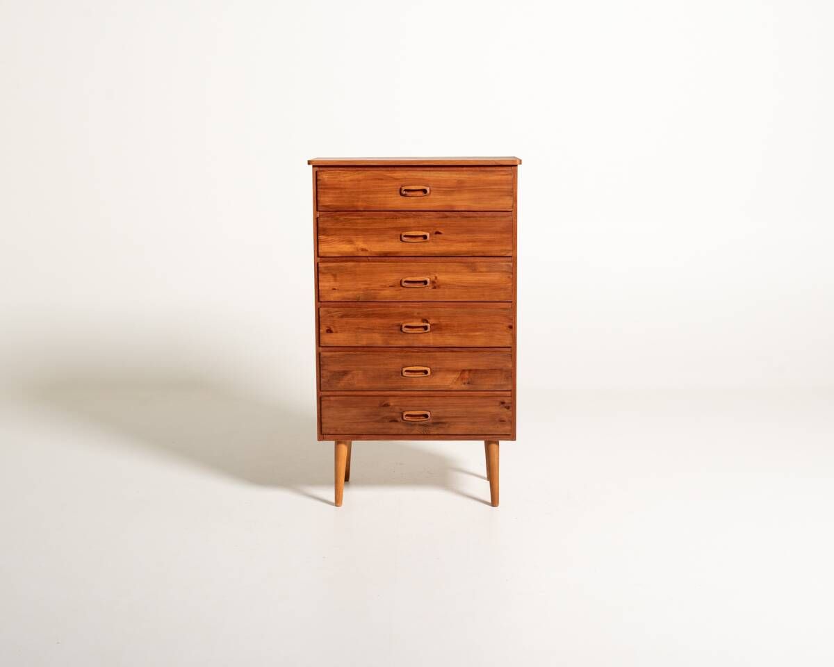 Scandinavian tall chest of six drawers