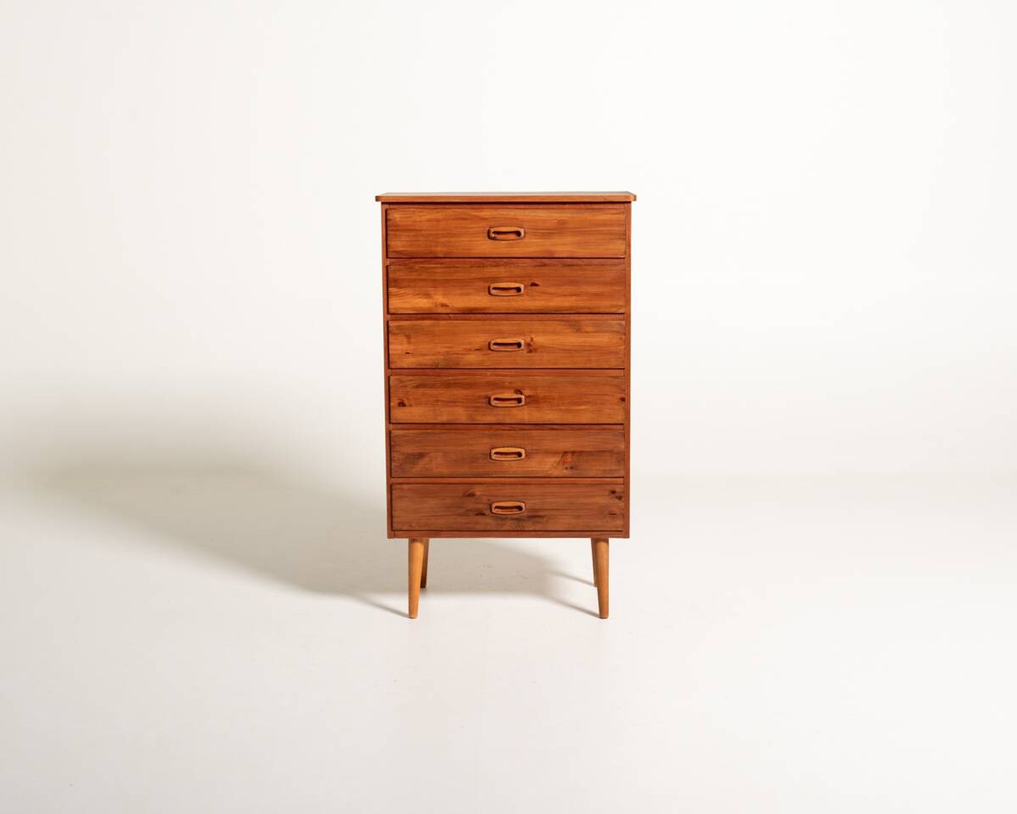 Scandinavian tall chest of six drawers