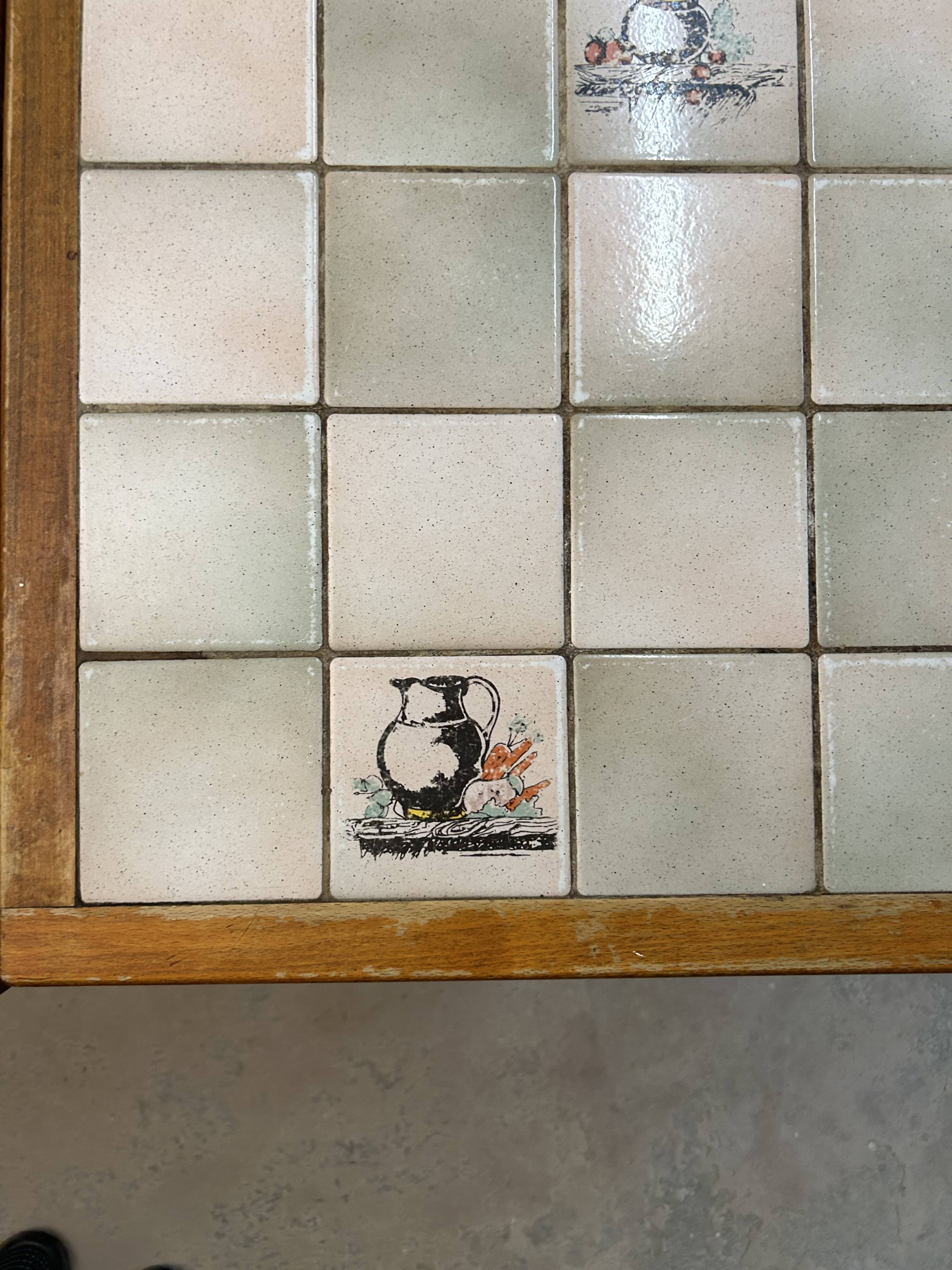 Table extensible en  bois et mosaïque