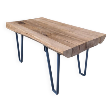 Table basse en bois massif et acier