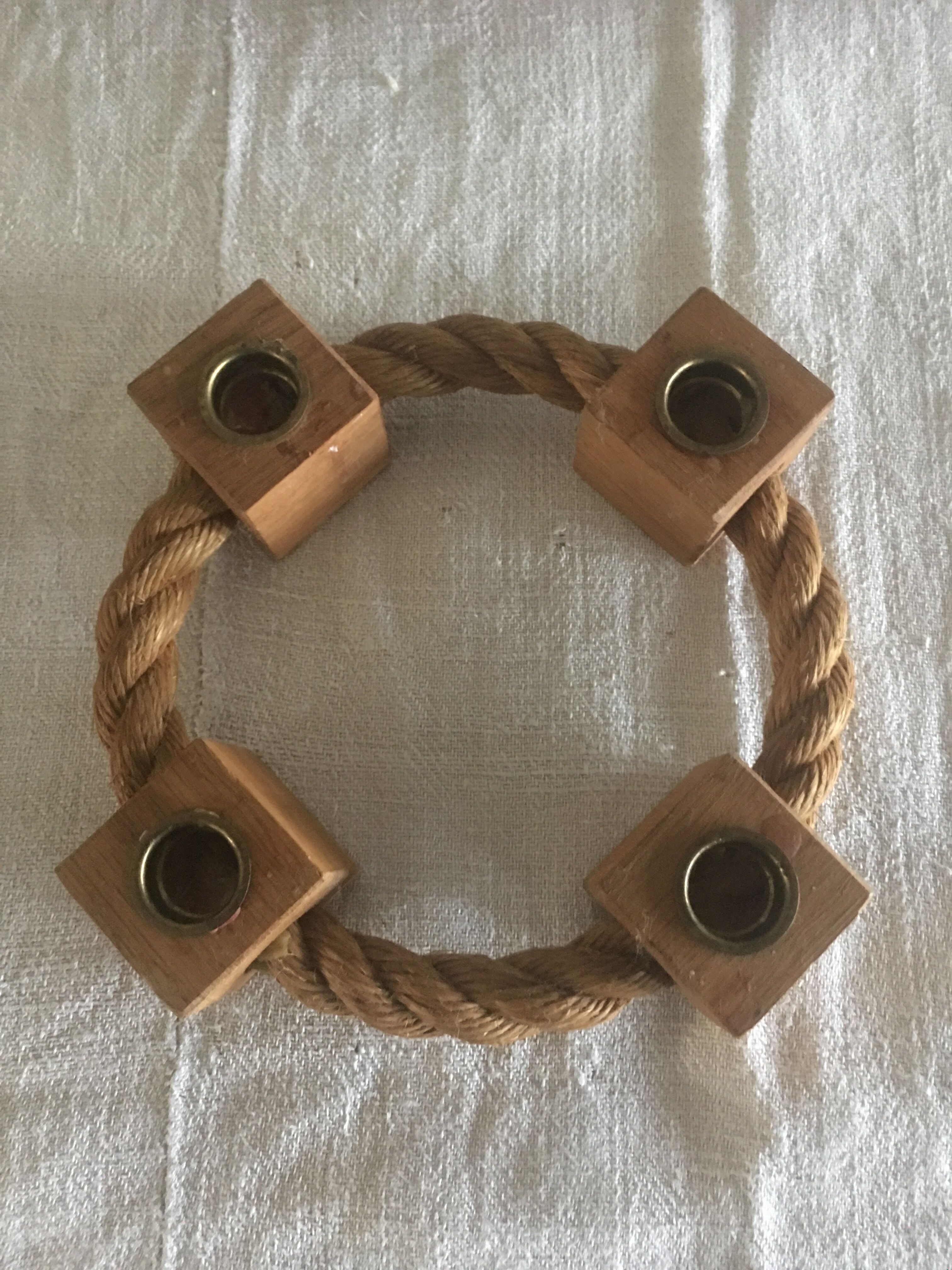 Vintage candlestick rope and wood