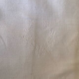 White cotton and linen tablecloth with central monogram from the 1960s.