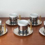 Espresso cups and saucers from the Italian postmodern Lavazza Oro series by Balzano, 1980s, set of 7.