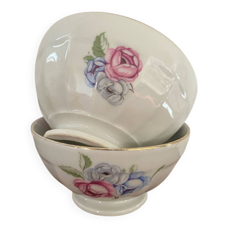 2 floral bowls in porcelain CB cie France.