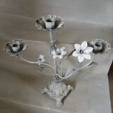 Antique chandelier in cast iron/metal and porcelain