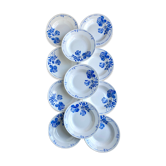 Lot de 11 assiettes creuses anciennes Moulin des loups