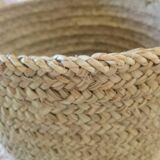 Woven wicker laundry basket