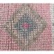 Vintage Pink Geometric Turkish Hand-Knotted Runner 92x342