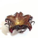 Cendrier en verre doublé rouge et or, murano, 1960