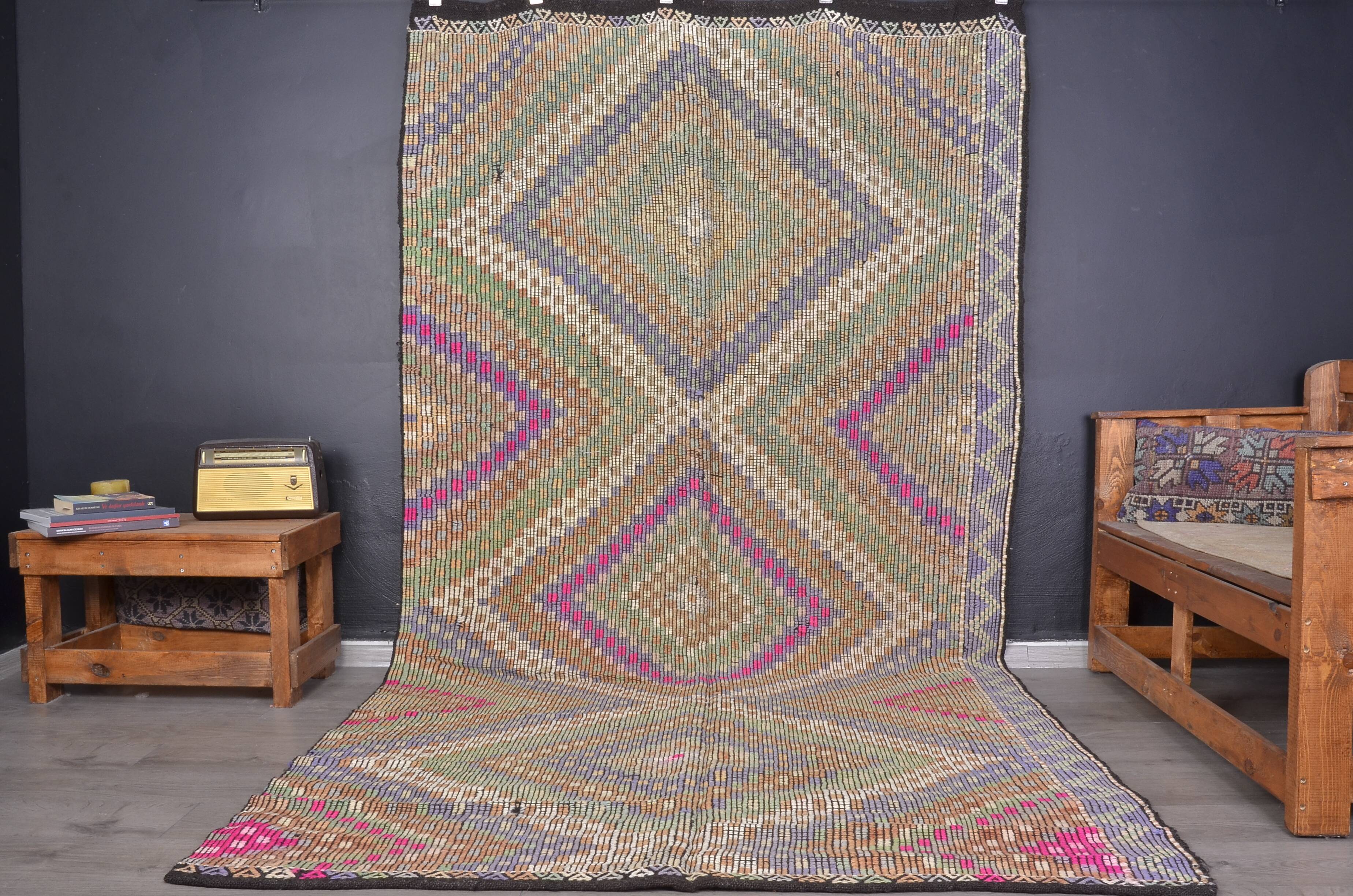 Oushak Colourful Handwoven Kilim Rug sku 1892
