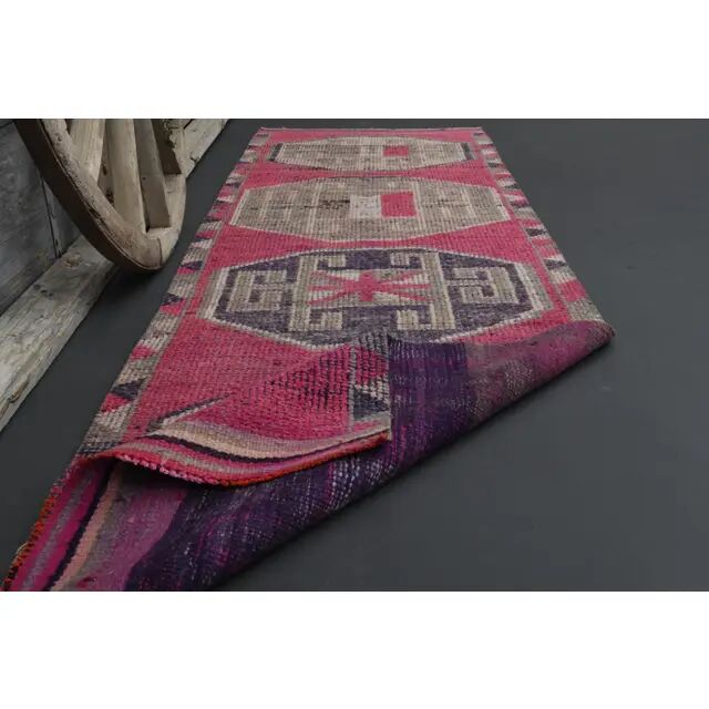 Tapis vintage turc en laine et coton noué à la main, années 1970