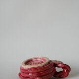 pink woven slip candle holder 1960