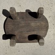 Small stool, oval solid teak accent stool wabi-sabi H26 47x33.