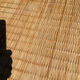 Table basse carrée en bois et rotin, années 70
