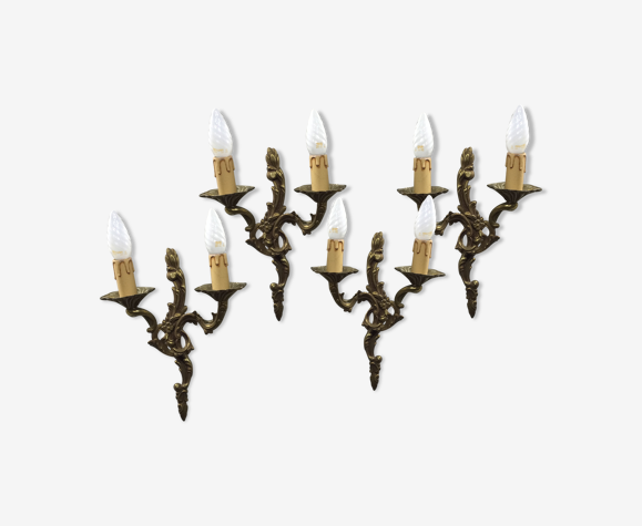 Ensemble de 4 appliques en bronze style louis XV