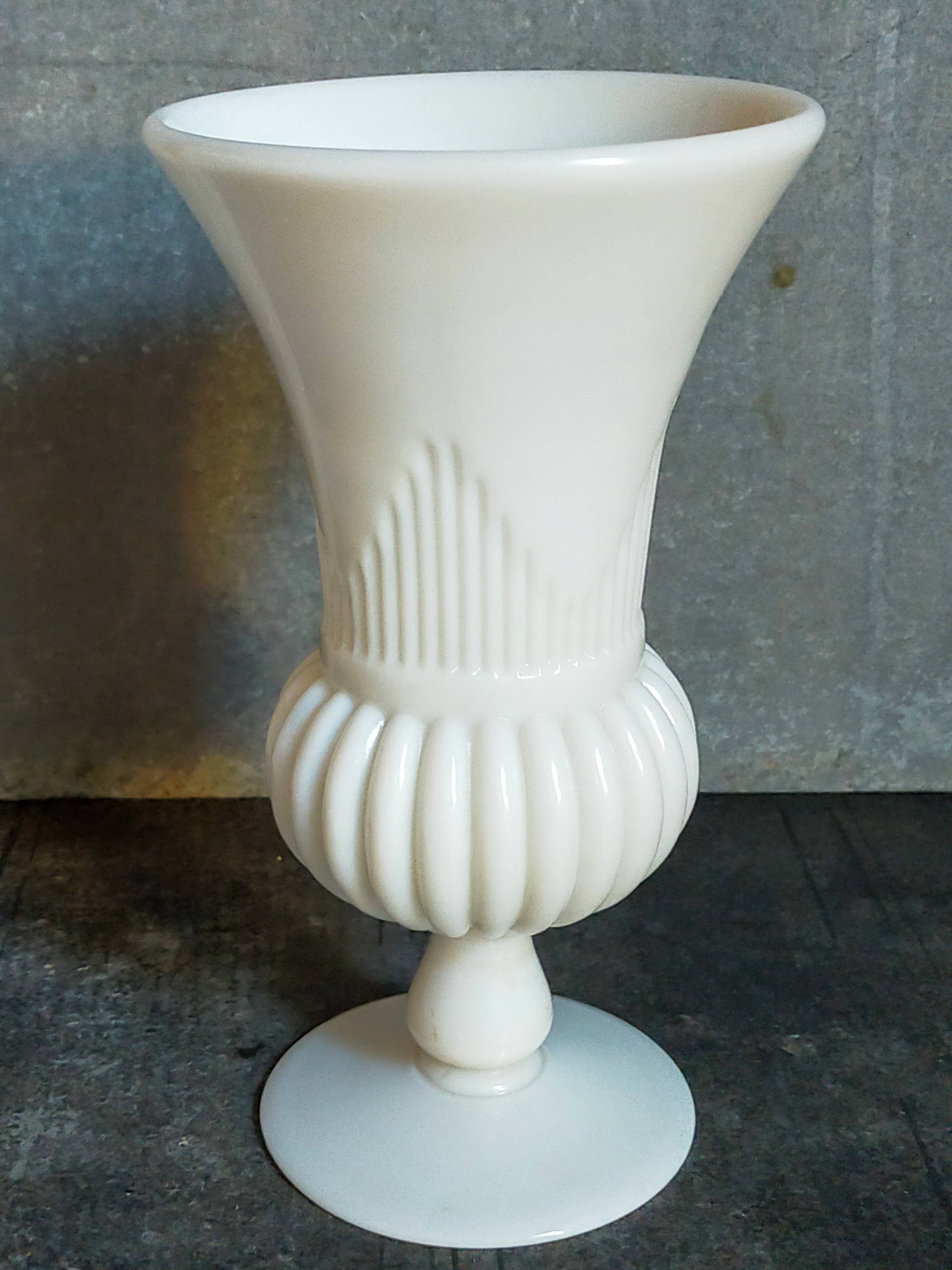 Antique milk glass baluster vase early 20th century