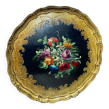 Round painted wooden platter