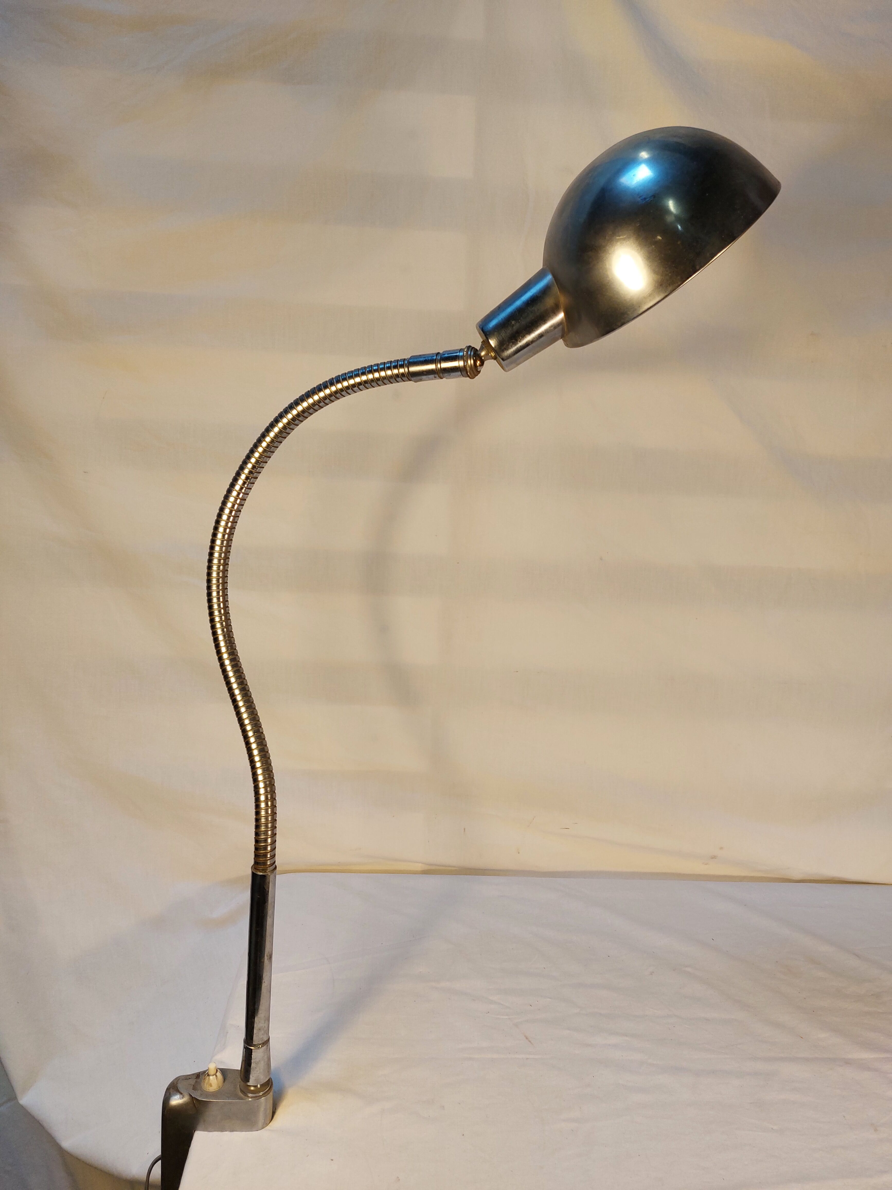Old workshop lamp with ball reflector vice, 50s