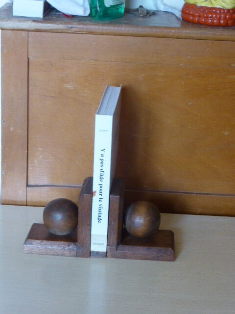 Paire de serres livre les boules en bois Art Déco
