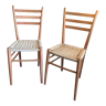 Paire de chaises vintage 1960-80’s en hêtre en corde tressée
