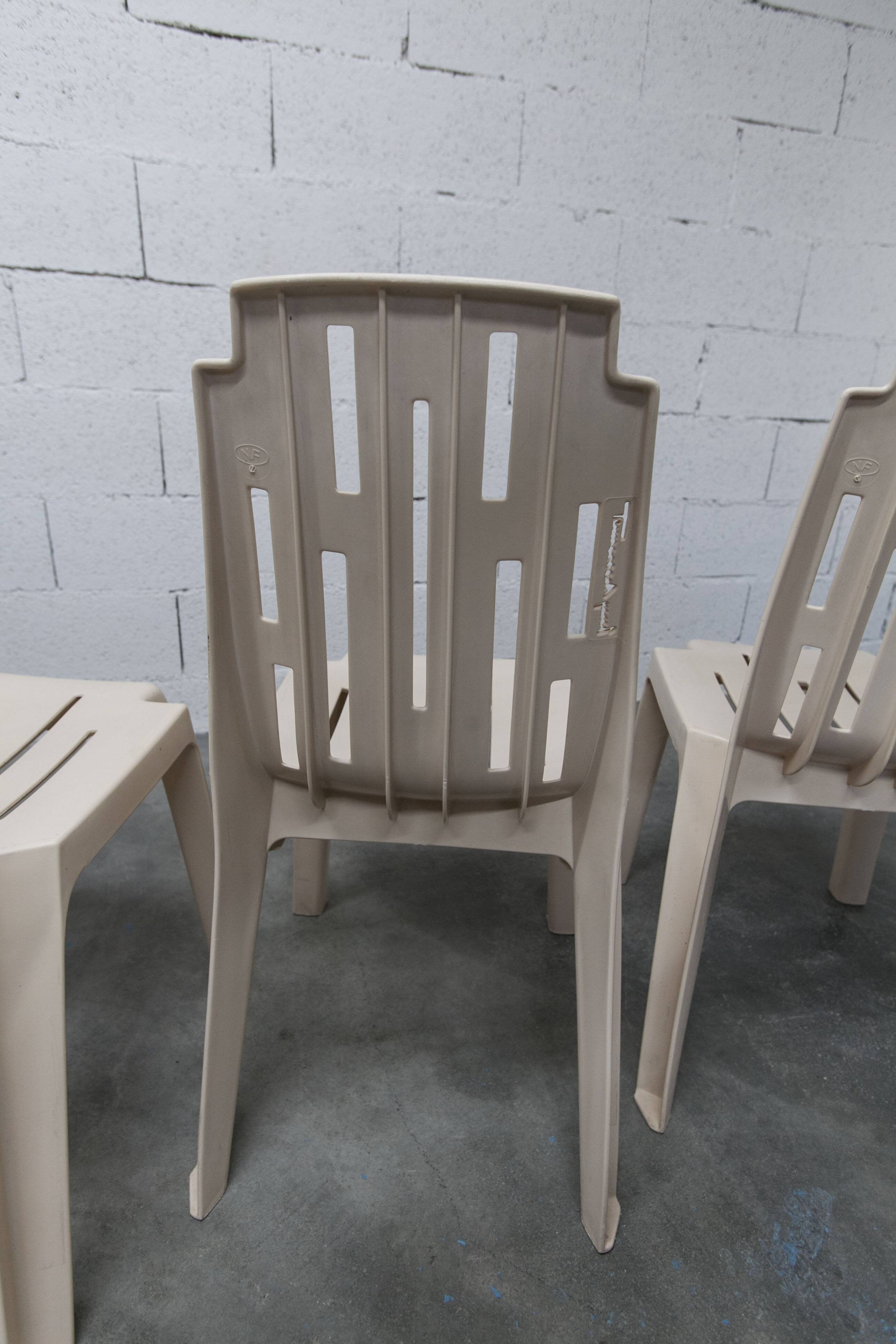 Set of 4 Samba chairs, manufactured by Henry Massonnet, designed by Pierre Paulin