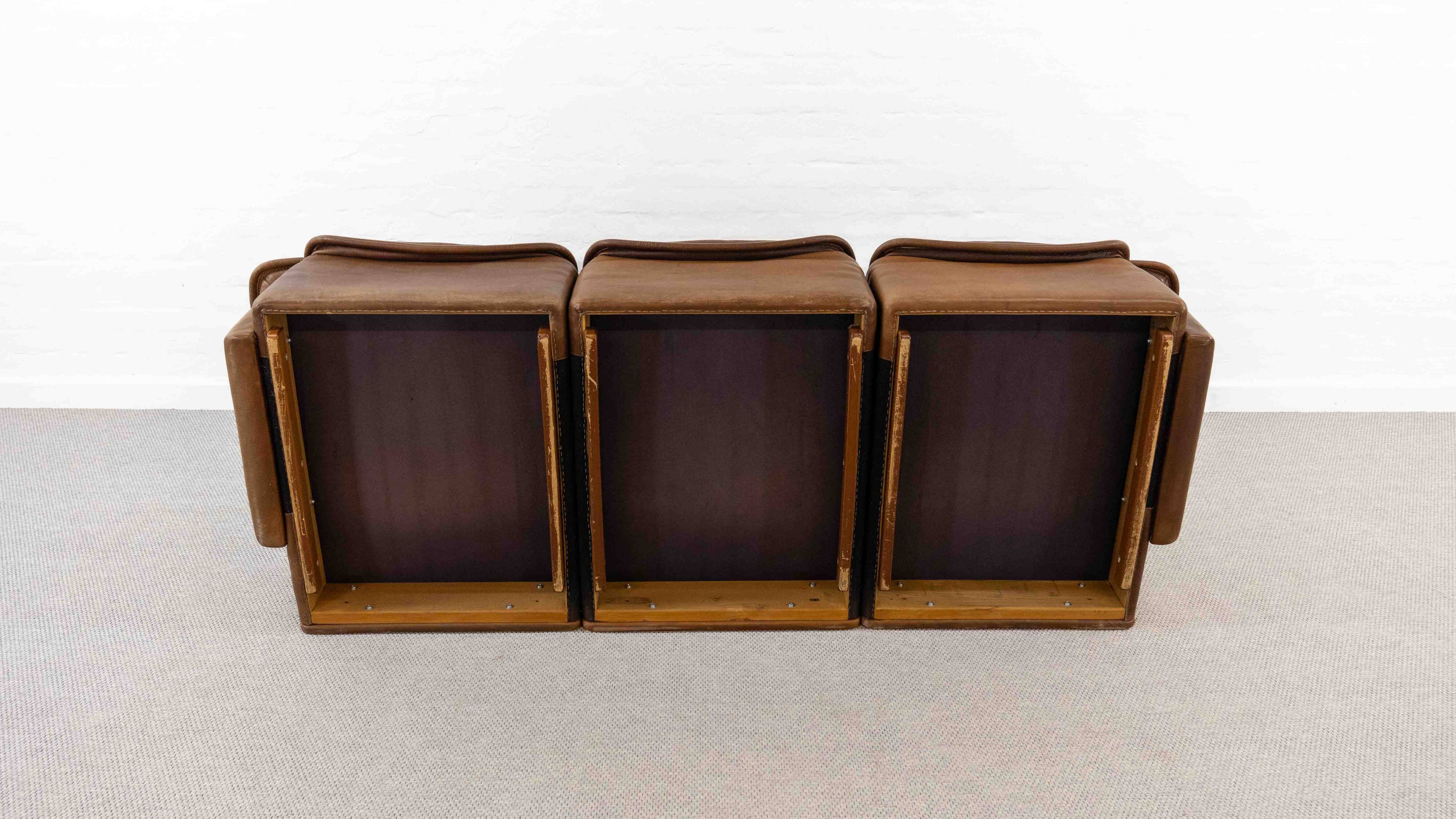 Modular De Sede Sofa DS-12 in cognac leather, 70s