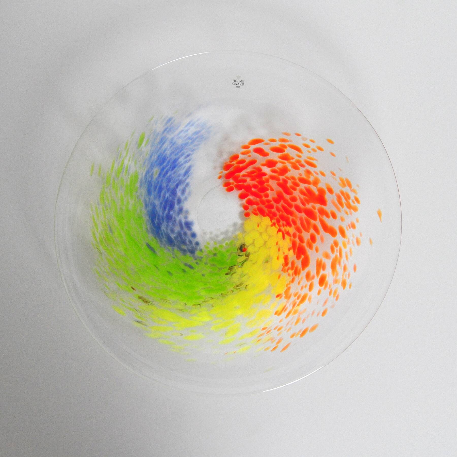 Dish of clear and colored glass by Holmegaard, Denmark