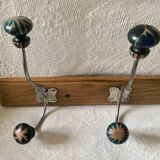 Wooden coat hook with 6 double hooks