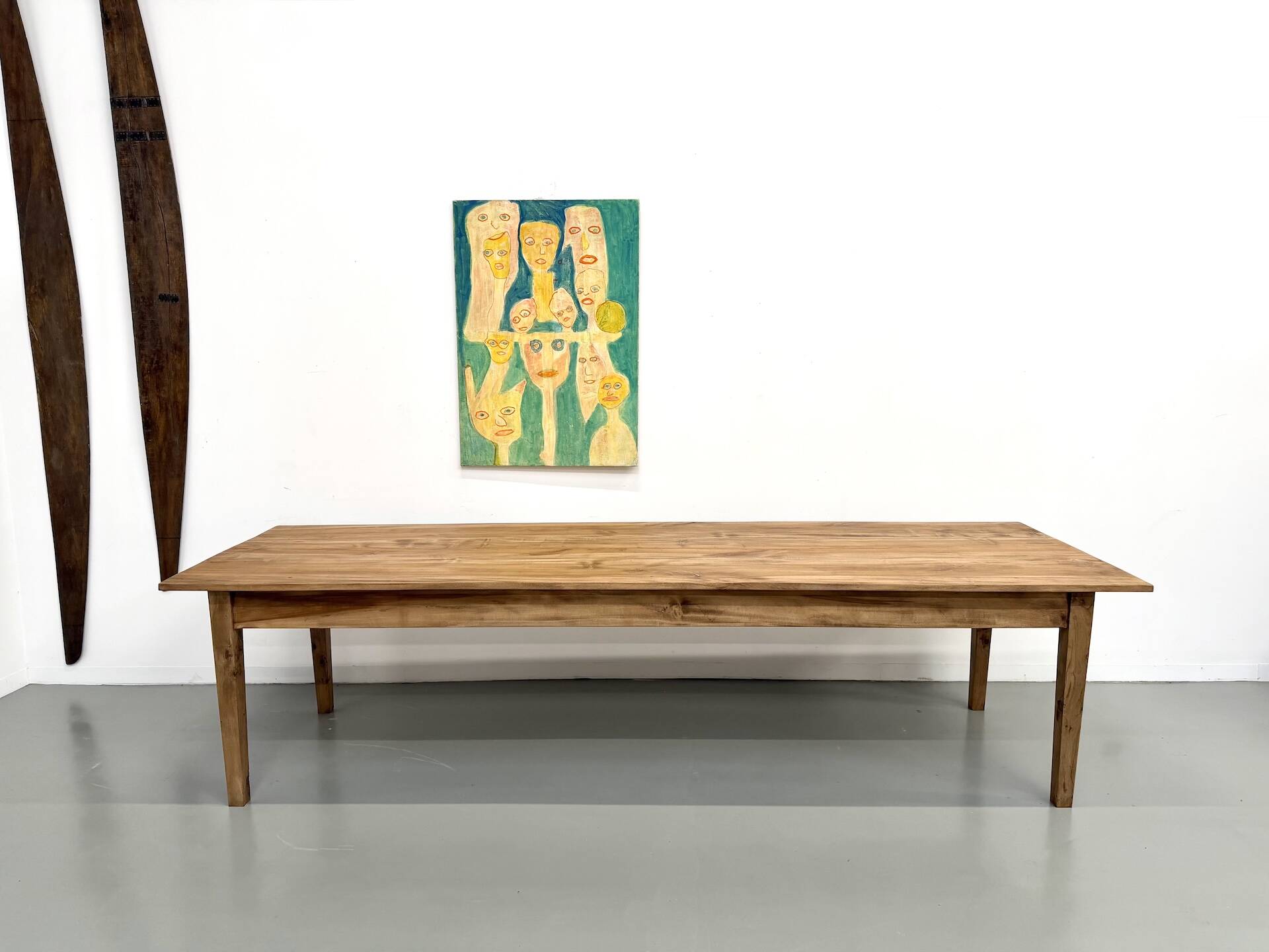 XXL solid walnut table with tapered legs