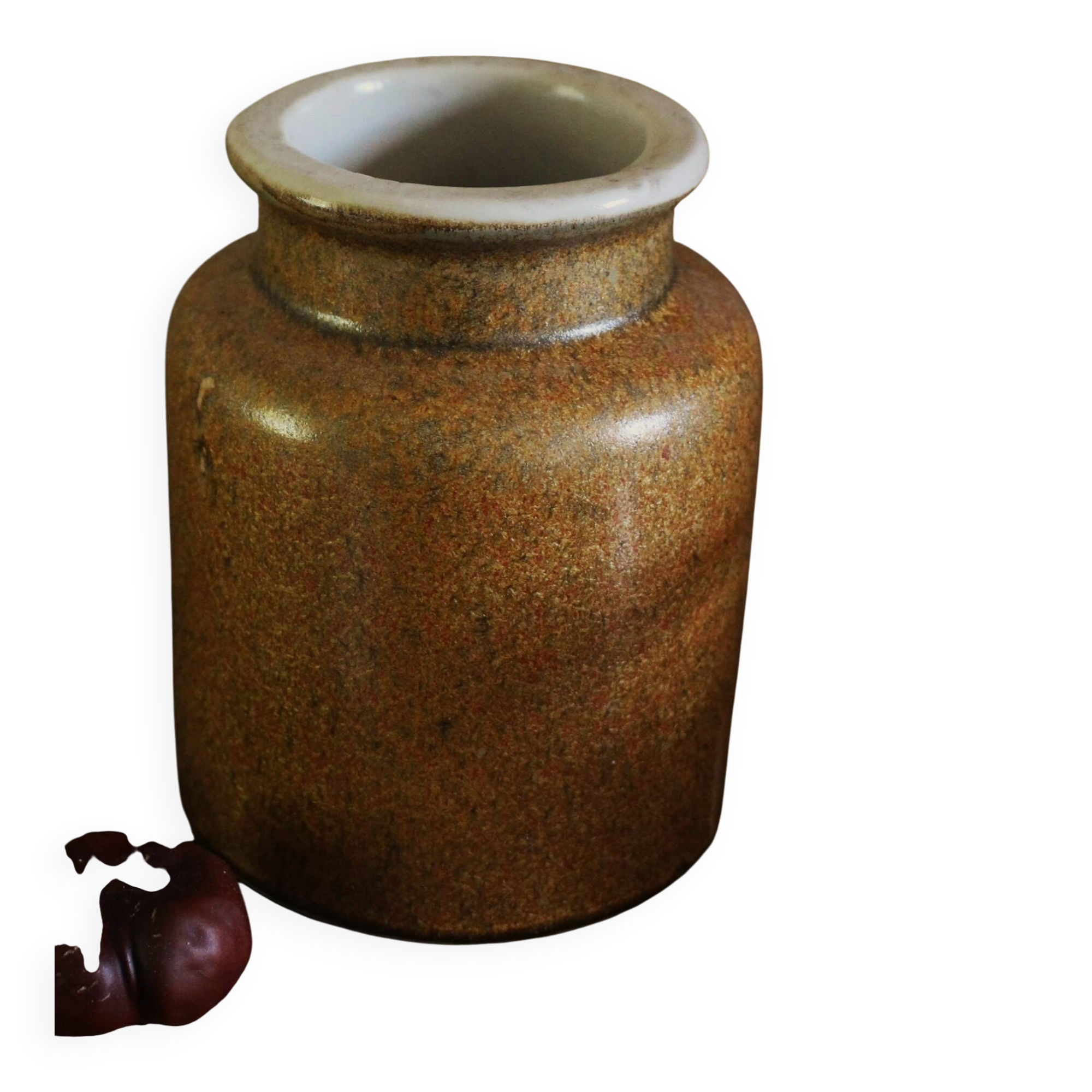 Vase, Glazed Vintage Stoneware Pot for Interior Use