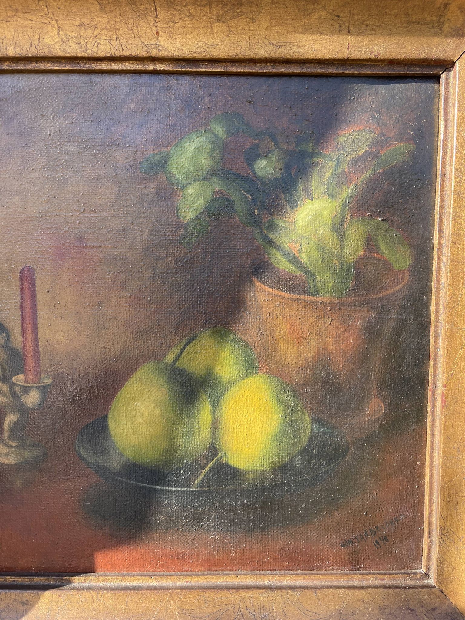 Still life with three apples, oil on canvas, 1940