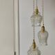 Vintage triple tulip pendant light in molded glass