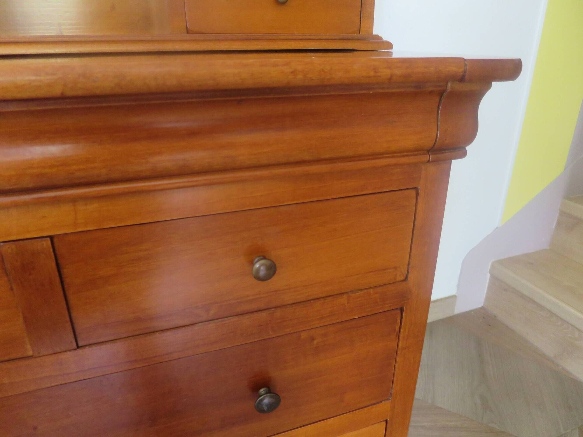 Vintage commode secretary dressing table sliding top 7 drawers cherry wood