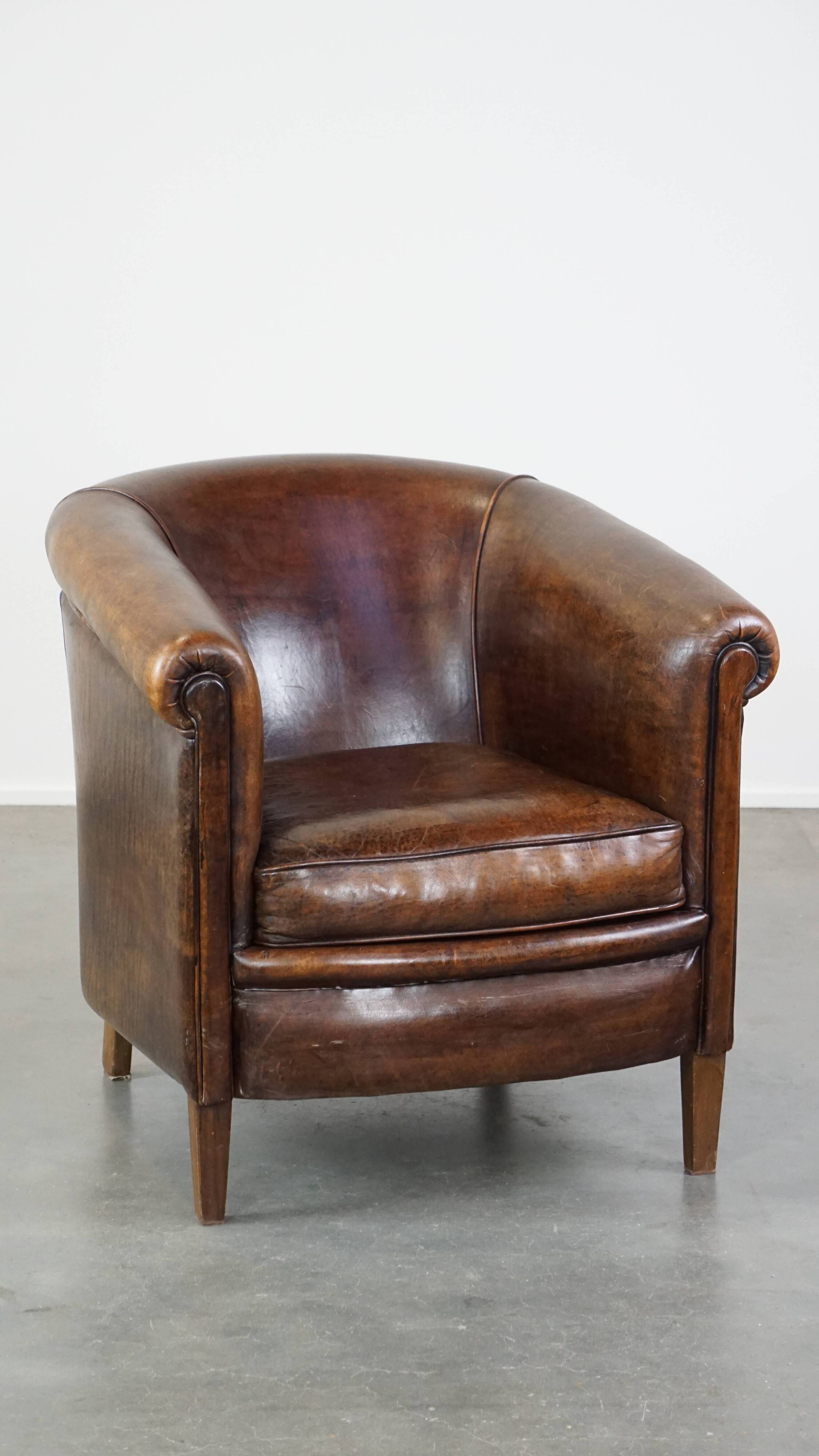 Fauteuil club en cuir de mouton