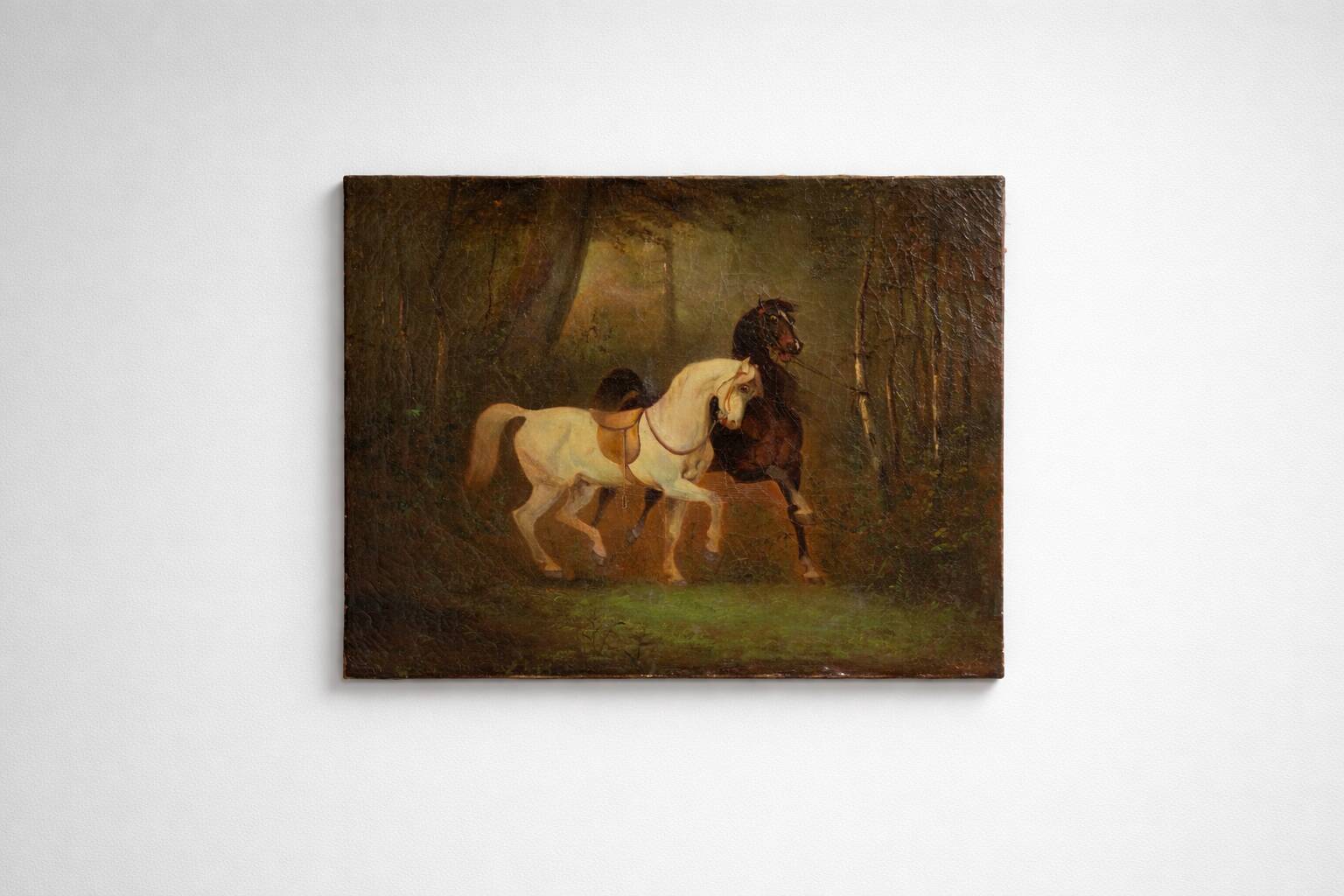 Oil painting from the early 19th century featuring two horses, circa 1820–1840.