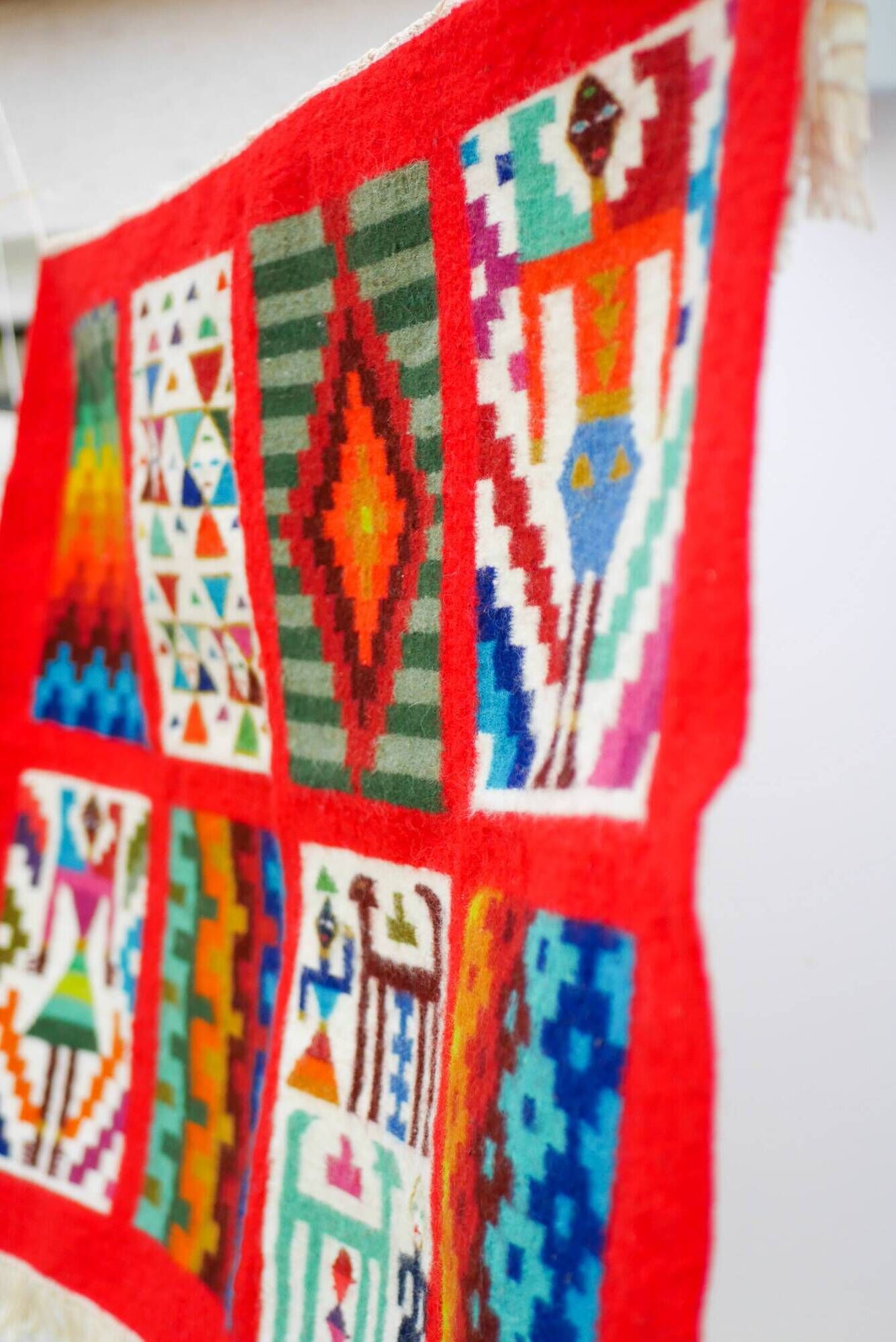 Vintage Berber Kilim, traditional wall tapestry from the popular art of Gafsa