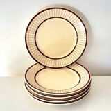Set of 5 vintage Longchamp earthenware plates - made in France