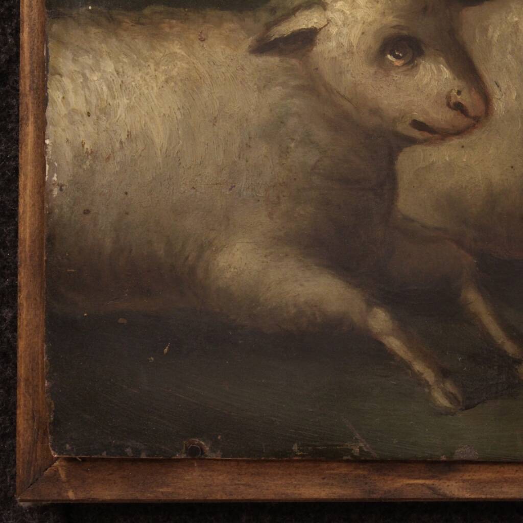 Peinture italienne à l'huile sur cuivre "Expulsion des marchands du temple"