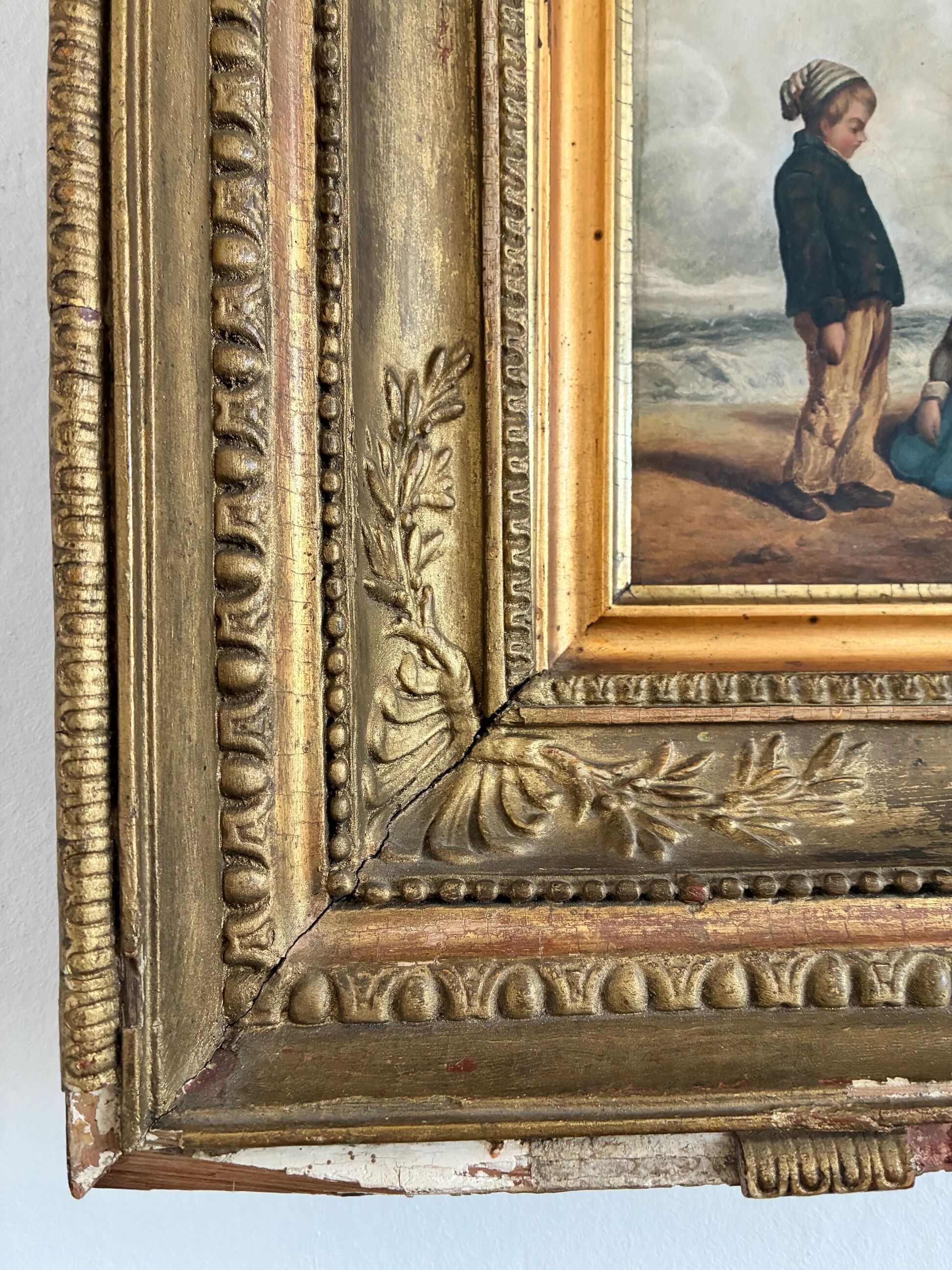 Antique seaside oil painting, c. 1845