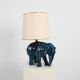 Hollywood Regency blue elephant ceramic table lamp, Belgium 1970s