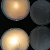 Pair of vintage blue and white Murano glass ceiling lights 1980