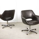 Italian Vintage Chocolate Brown Leather Office Chair