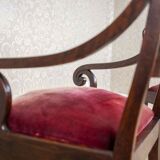 Set of Empire Mahogany Armchairs in Red Upholstery, 19th Century