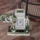 Vintage elephant ashtray in glazed ceramic – Green, cream and blue – Asian decor